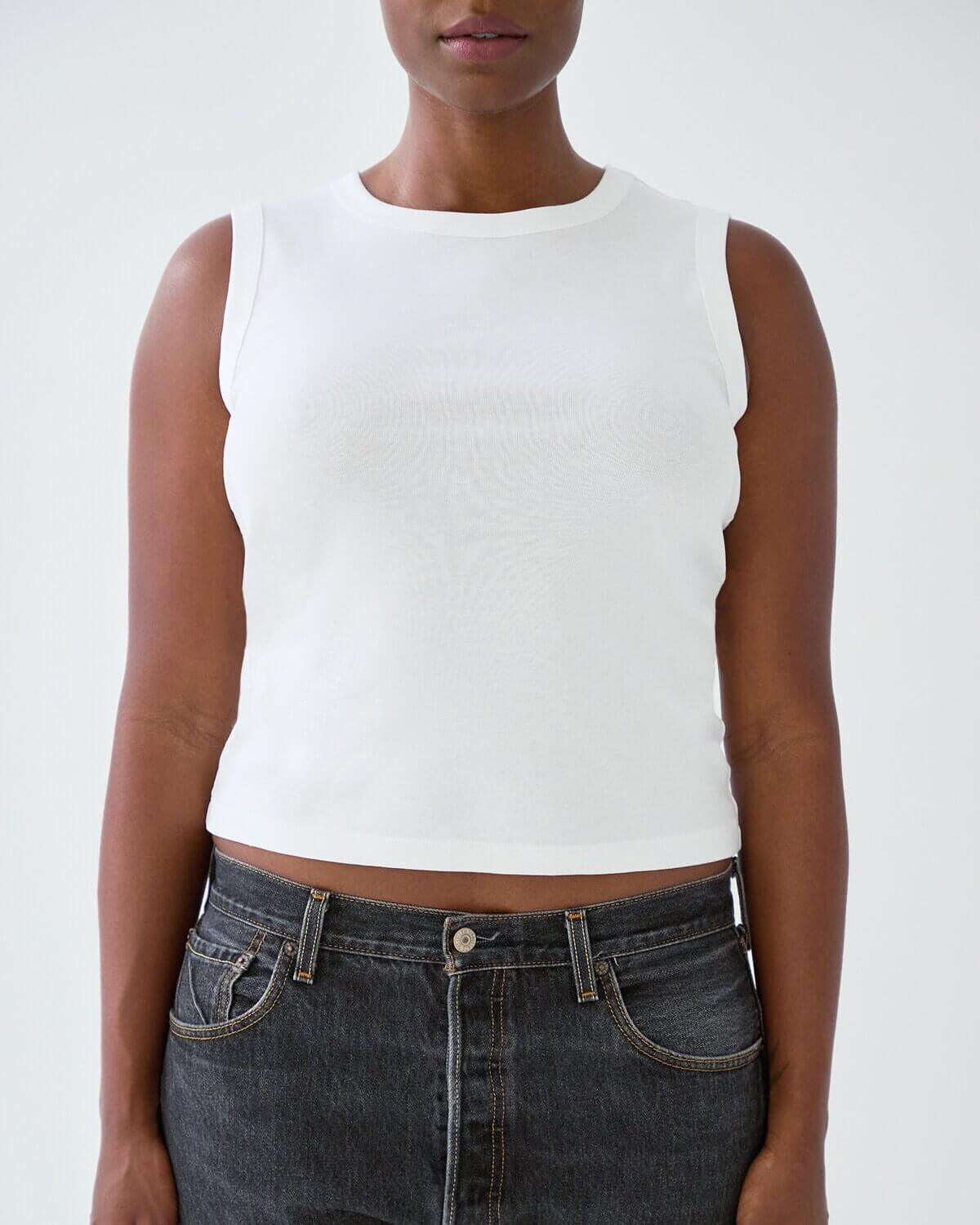 The Muse Tank: White Cotton Jersey - Image 4
