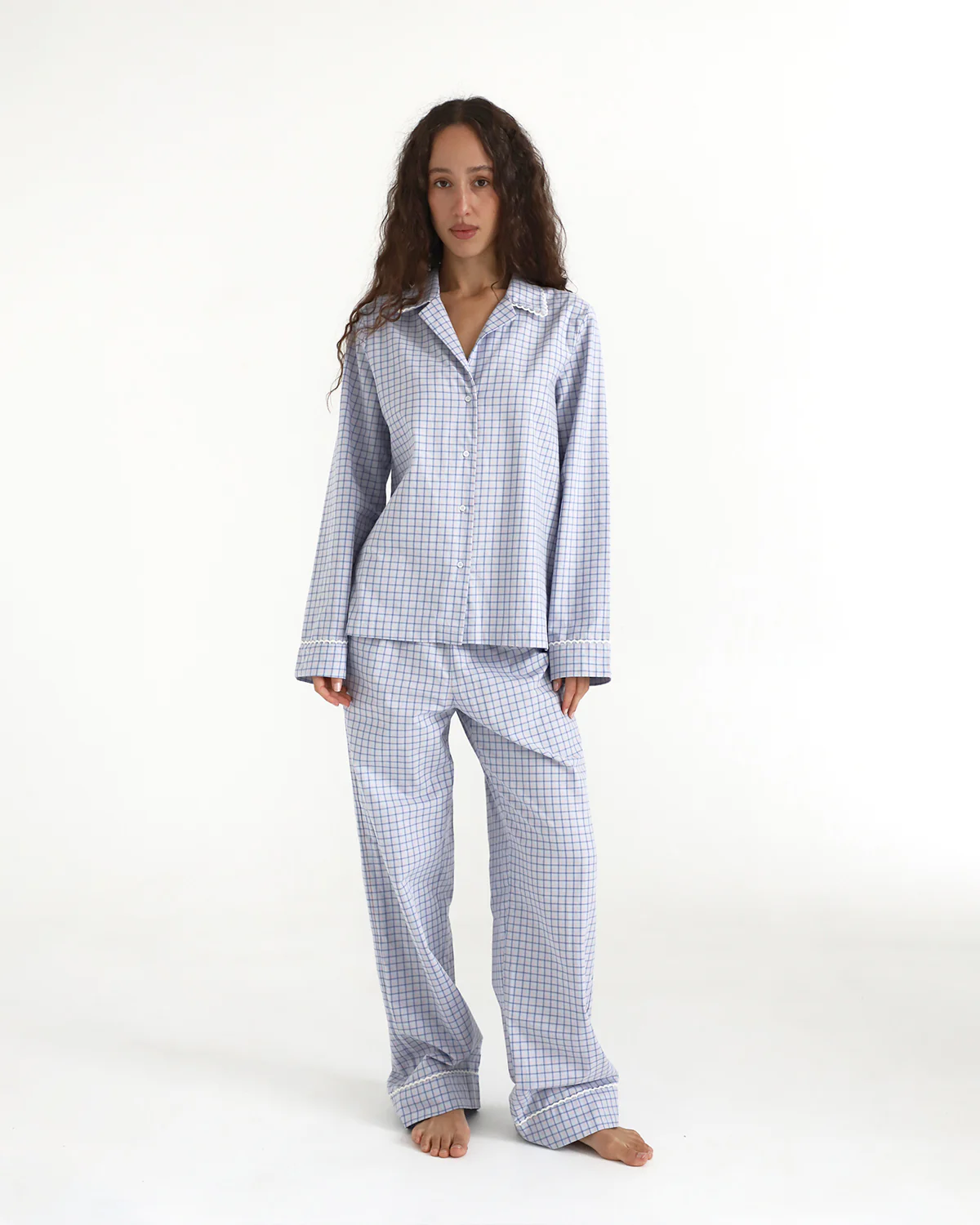 The Pajama Pant: French Poplin Blue Check - Image 3