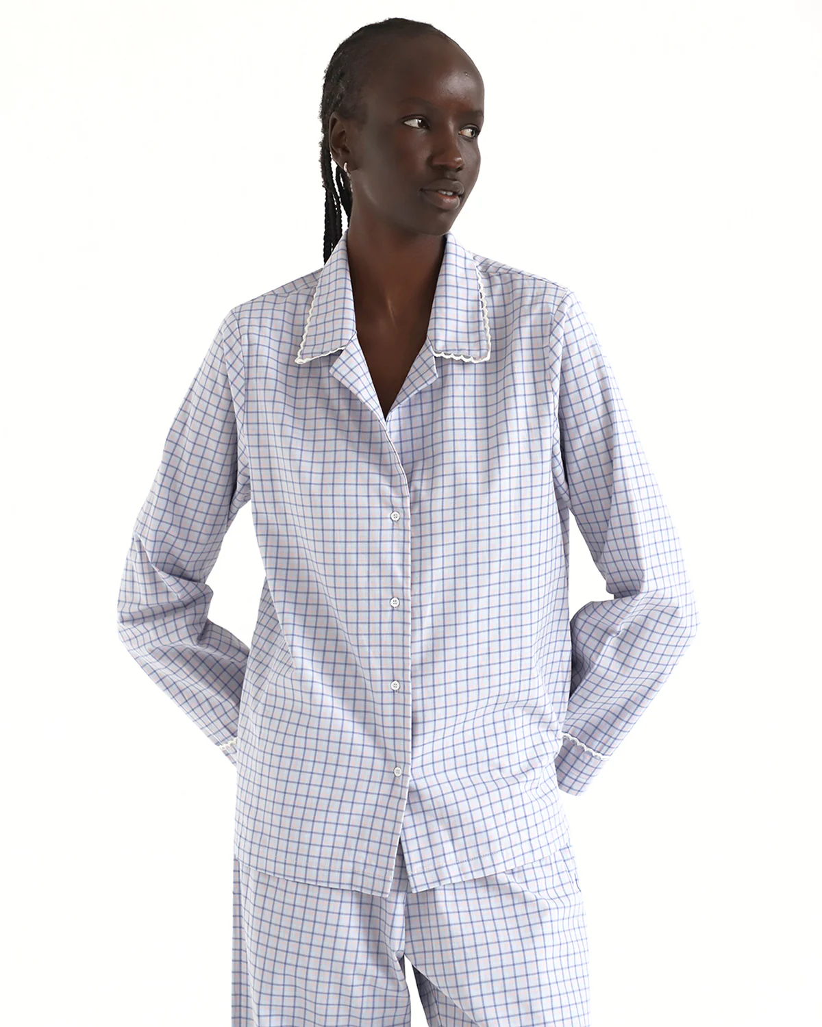 The Pajama Shirt: French Poplin Blue Check - Image 6