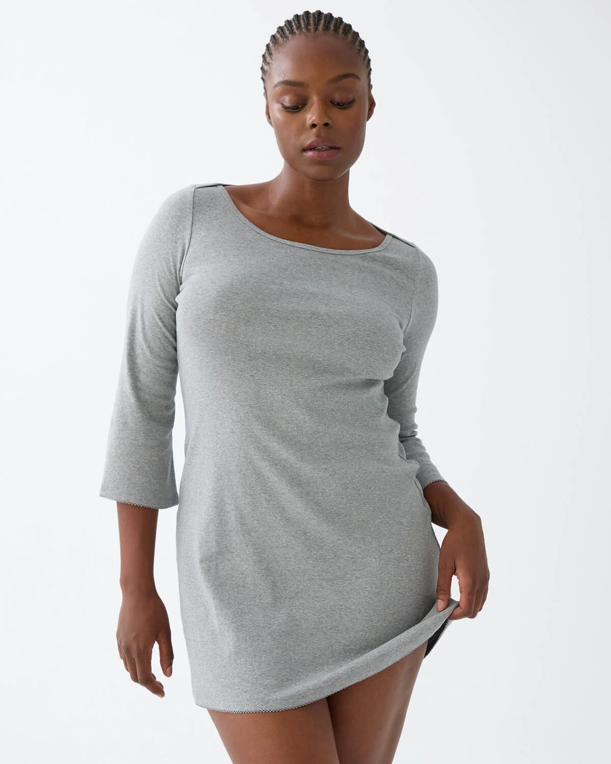 The Rina Dress: Grey Cotton Jersey - Image 3