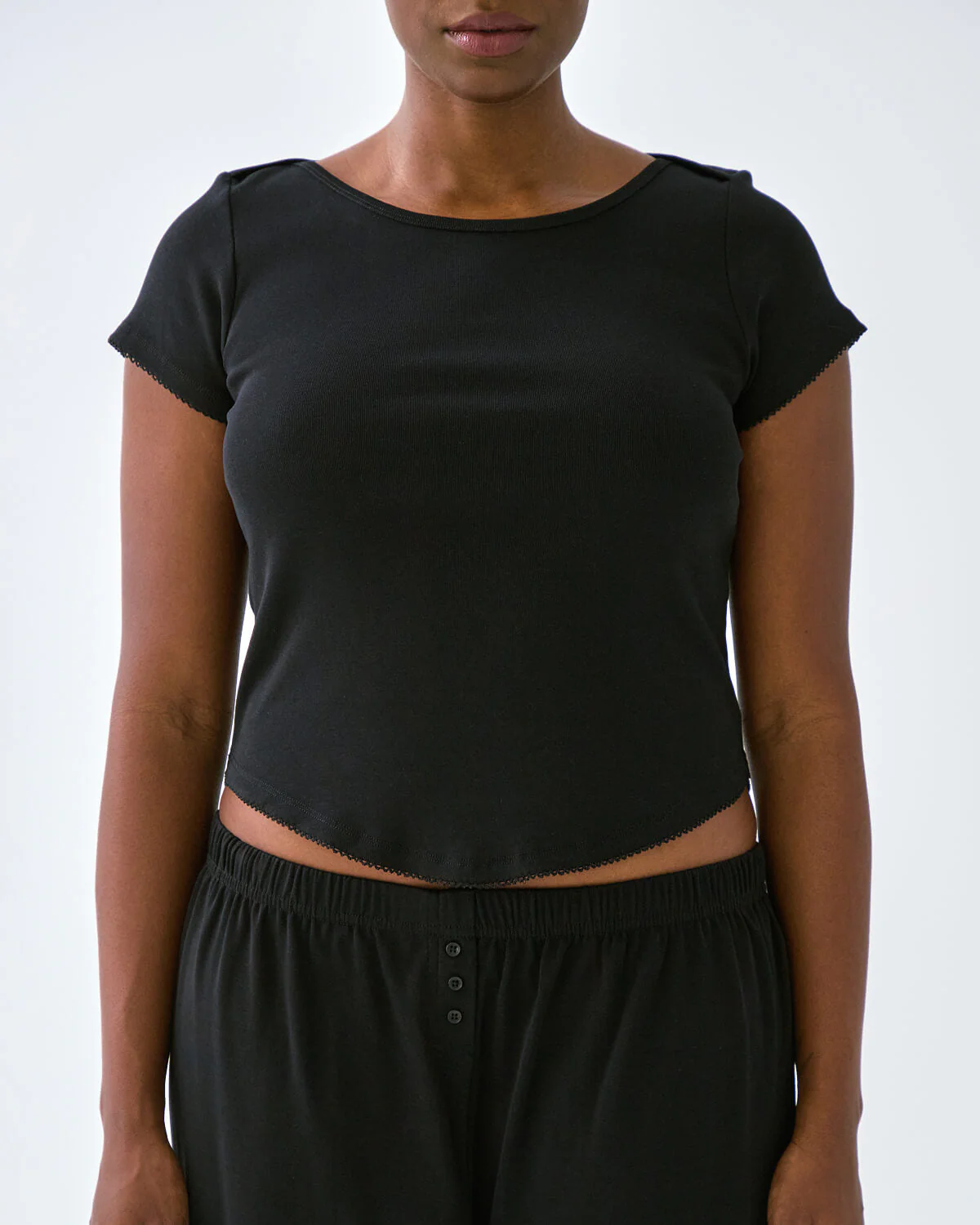 The Rina Tee: Black Cotton Jersey - Image 3