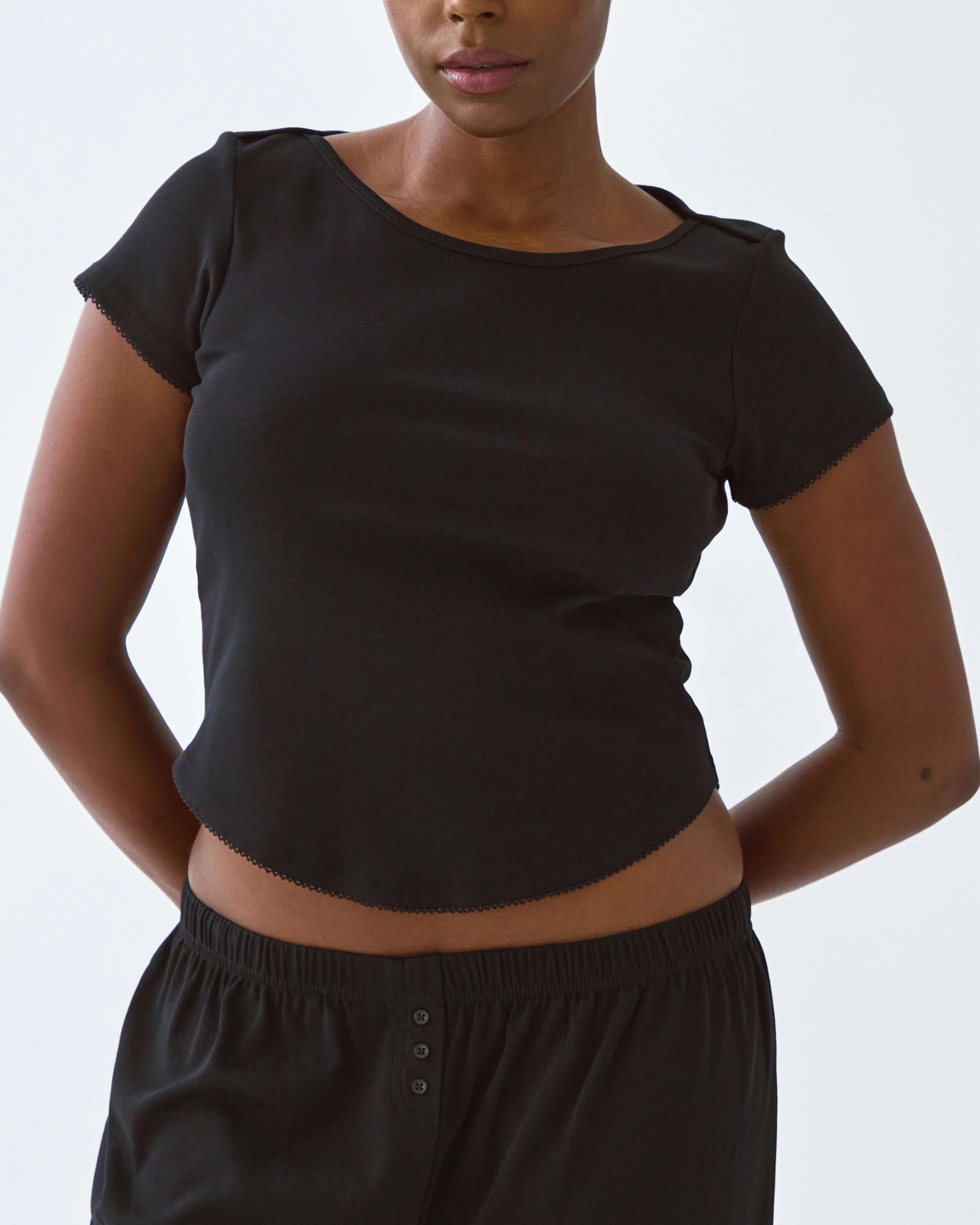 The Rina Tee: Black Cotton Jersey - Image 4
