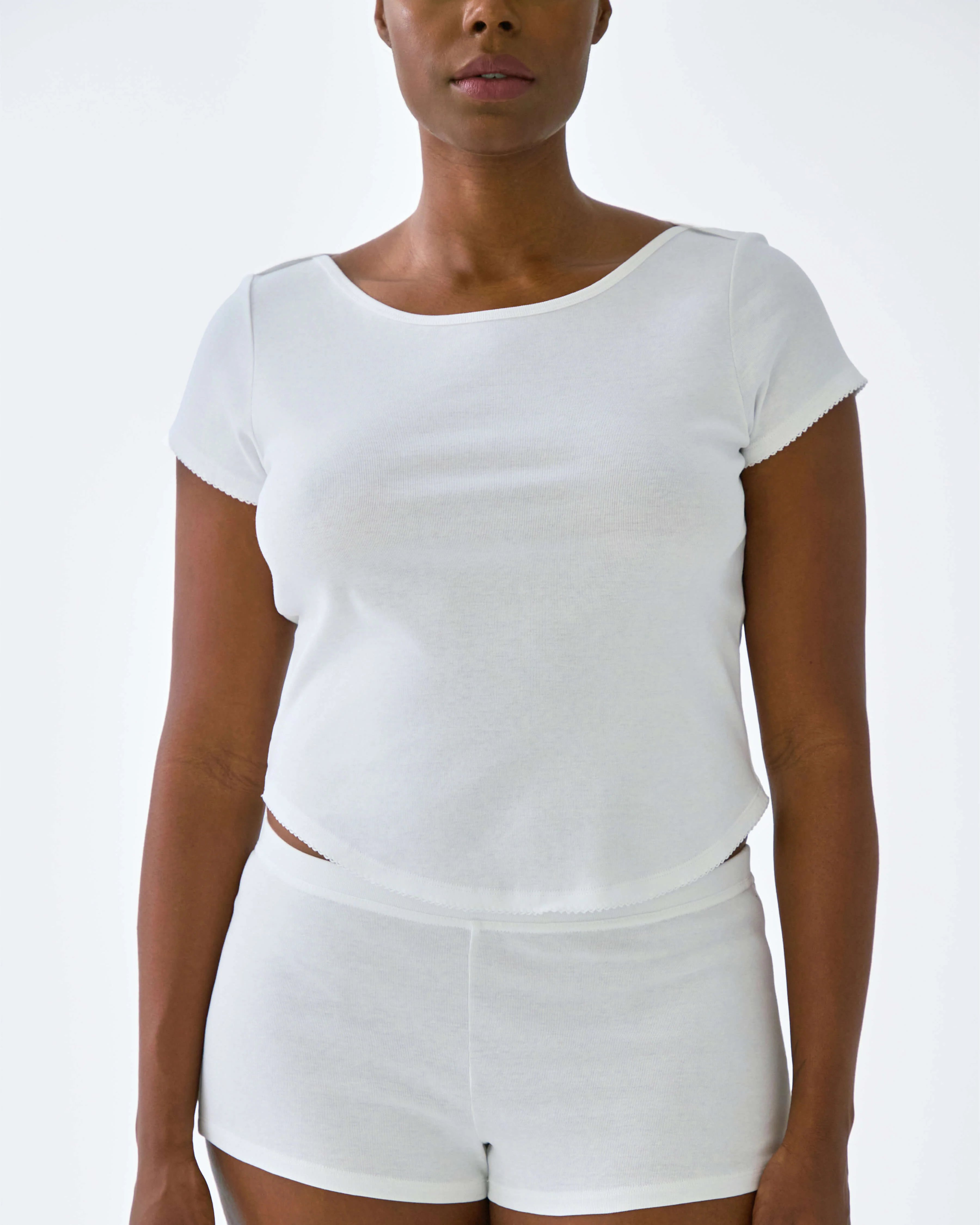 The Rina Tee: White Cotton Jersey - Image 3